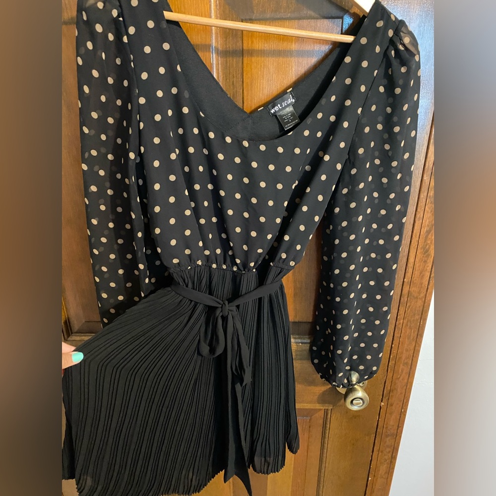 Wet Seal Black Polka Dot Dress (M)